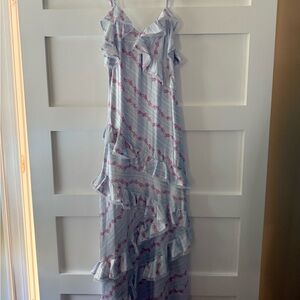 Rareraw Floral Ruffle Maxi Dress in Light Blue